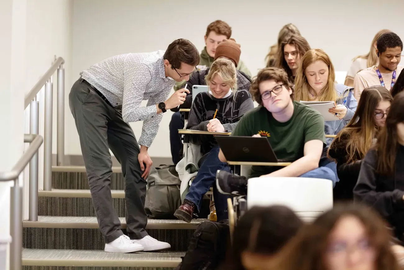 Students sitting in classroom.